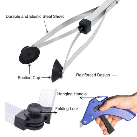 32 Inch Extra Long Reacher Grabber With Folding Design, Heavy Duty Mobility Arm Extender, Ergonomic Trigger Handle With Lock Mode, Elderly Friendly, Durable Gripper Tool For Household Reach, Trash Pickup And Reaching Hard To Access Items