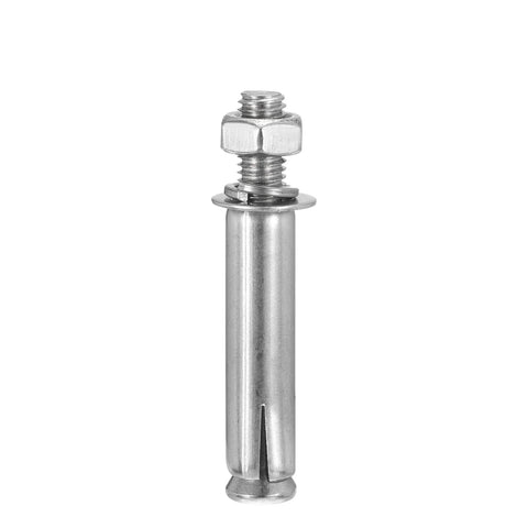 Three Eighths Inch Hex Nut Sleeve Anchors 3 Inch Length 5 Pack 304 Stainless Steel Silver Finish For Concrete Drywall Brick And Block Walls