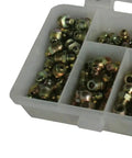 80 Piece SAE Grease Fitting Kit With Labeled Compartments For Easy Identification, steel fittings in plastic case