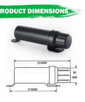 Rugged Off Road Motorcycle Tool Tube Waterproof Storage Box dimensions with 355mm length and 80mm diameter drawing