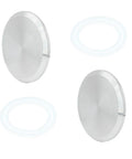 Two 2-inch stainless steel sanitary end caps for tri-clamp ferrules with white gaskets (pack of 2)