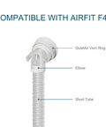 Replacement QuietAir Elbow System for F40 CPAP Mask with Quick Release Elbow and Short Tube, includes QuietAir Vent Ring.