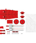 Electric Paper Airplane Launcher For Kids Ages 8 And Up STEM Building Kit parts layout on white background.