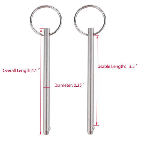 Two Pack Quick Release Pin for Bimini Top and Boat Deck Hinge Must Have Marine Hardware Stainless Steel 316, diagram with measurements