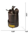 1/3HP Submersible Utility Pump With No Switch, 115V 60Hz Motor, Thermal And Overload Protection, compact black design