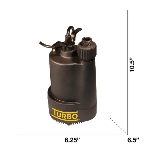 1/3HP Submersible Utility Pump With No Switch, 115V 60Hz Motor, Thermal And Overload Protection, compact black design
