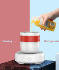 Desk Side Electric Cup Warmer And Cooler Fast Freeze Tech With Auto Shut Off Waterproof Build controlling drink temperature.