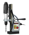 Heavy Duty Magnetic Drilling Base For 110V Equipment Shop Tough Metalworking Foundation With Bulletproof Holding Force and Precision F16 Plus Engineering for Every Trade Job with drill attachment.