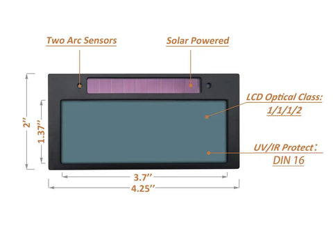 Auto Darkening Welding Lens With True Color Technology Shade 10, 2x4.25 Inch, LCD display with sensors and UV protection
