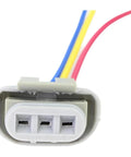 Close-up view of Heavy Duty Automobile Voltage Regulator Connector Wire Harness with three pins and colored wires.