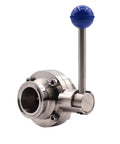 2 Inch Sanitary Butterfly Valve With Pull Handle In 304 Stainless Steel For Tri Clamp Clover System, Side View