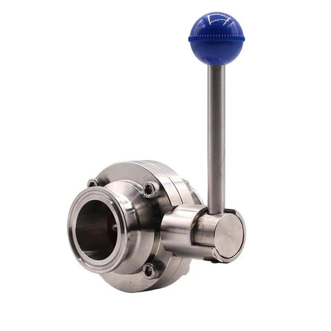 2 Inch Sanitary Butterfly Valve With Pull Handle In 304 Stainless Steel For Tri Clamp Clover System, Side View