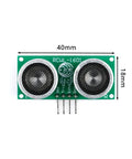 Top view of 4 Pack RCWL-1601 Ultrasonic Sensor Module Open Ranging Module Compatible With HC-SR04 Low Power 3V-5V 2.2mA Compact 40x18mm 4.5M Far Range Great For Arduino Makers And Robotics Drones, showing size dimensions.
