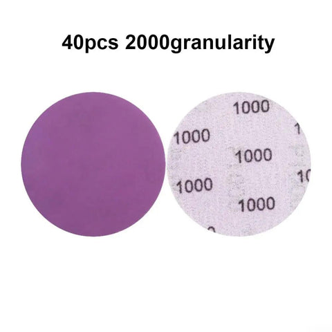 Check Out These Badass 3 Inch Sanding Discs With 320 Grit Aluminum Oxide Abrasive For Wet Dry Sanding And Waterproof Latex Backing Plus Hook System For Long Life On All Your Projects, showing two sanding discs in different grits.