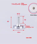 Skip The Wobbles With Rock Solid Adjustable Levelling Feet 16 Pack Screw In Table Glide Pads For Furniture M10 dimensions display on white background.