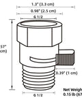 Universal Shower Head Flow Restrictor With G One Half Inch Adapter One Handed Non Slip Lever For Easy Flow Control Fits Most Shower Heads Brushed Nickel Finish dimensions diagram, G1/2 adapter, 1.57 in height