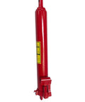 Amazon 8-ton hydraulic long-ram jack with clevis base, red, front view