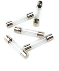 Assorted Glass Tube Fuses Kit 50 Pcs Set 6x30mm Quick Blow Varieties From 0.5A To 30A Easy Storage showing five fuses