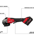 Heavy Duty Angle Grinder Paddle Switch Kit For M18 Fuel 4 Inch To 6 Inch Discs Kick Ass Brushless Brake 9000 Rpm No Sweat Power Tool conversion with spindle lock and removable dust screen.