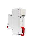 Side view of Easy Install C Curve 230/400V AC Miniature Circuit Breaker for DIN Rail Mounting, 6A to 63A, 1P, showing connection points.