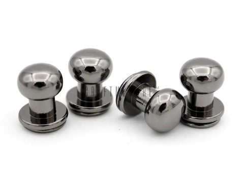 Solid Brass Ball Head Studs With Screw Back Design For Leathercraft Bags And Straps Black Gunmetal Finish 8 Millimeter Nipple Rivet Style Button Stoppers 10 Pack Heavy Duty DIY Hardware, shown with screw backs