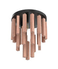 Three Light Boho Rattan Look Wood Ceiling Light Fixture In Oak And Black Finish Semi Flush Mount Farmhouse Chandelier With E26 Base