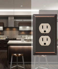 Duplex Steel Wall Plate in Aged Bronze, 1 Pack Premium Outlet Cover enhancing a modern kitchen setting