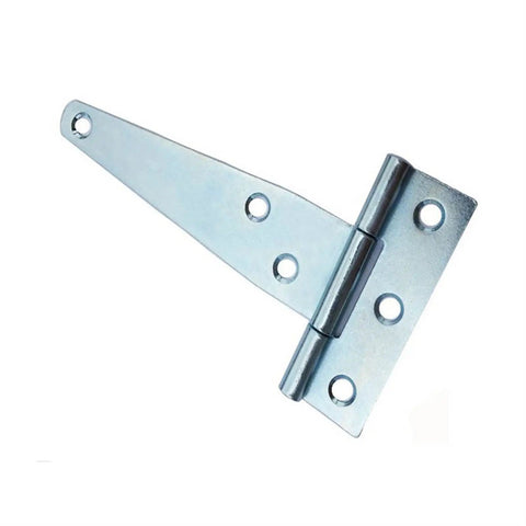 Heavy Duty Galvanized T Hinges Four Pack Dang Tough Outdoor Door Hardware For Barns Gates And Wooden Crates showing a close-up of a steel hinge.