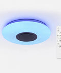 Dimmable 15 Inch LED Ceiling Light With Bluetooth Speaker, 24W, App Control Via Smartphone, Flush Mount Bedroom Fixture