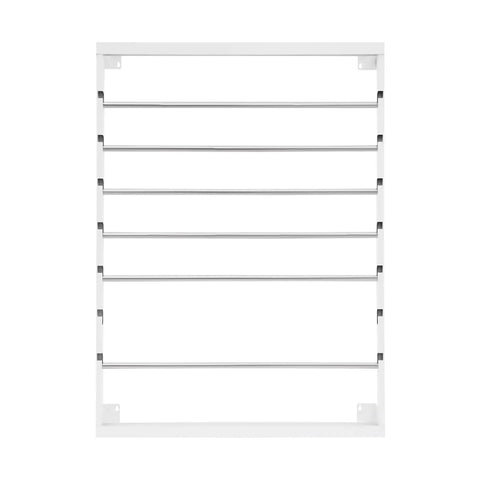 6 Rod Wall Mounted Wire Spool Rack Adjustable Cable Organizer For Garage Workshop Save Space Easy Install White with rods.