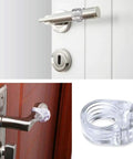 4 Pack Clear Silicone Door Stopper Guards for Handles, Wall and Cabinet Protection, visible on metal door handles