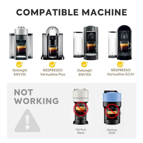 Compatible machines for Reusable Coffee Capsule For Nespresso VertuoLine GCA1 ENV135S ENV135B ENV135T ENV135R Delonghi ENV150 70ml