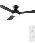 Slick Low Profile Ceiling Fan With Built In Led Light And Handy Remote Featuring Forty Two Inch Blades, modern design with three blades.