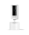 Sleek 360 Degree Pan Tilt Indoor Security Camera With Crisp Hd Video And Two Way Talk For Keeping Tabs On Your Space Plus Instant Smart App Alerts And Clean White Case For A Solid Setup You Know You Need Right Now mounted on a white stand.
