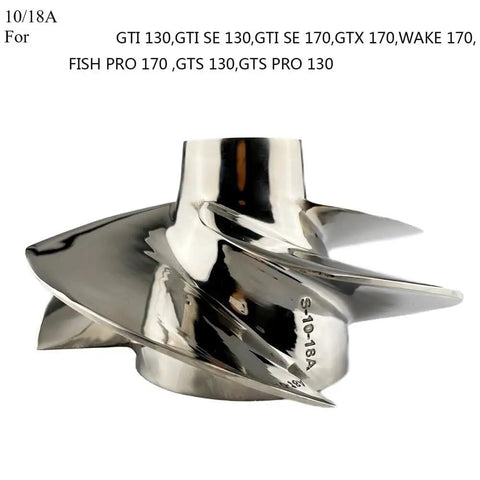 Premium Four Blade Steel Motorboat Propeller Designed For Big And Small Shaft Rigs On 130 155 170 Engines shown from an angled view.