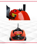 Top Rated 48 Inch By 27 Inch Full Electric Pallet Jack With Lithium Ion Battery 3300 Lb Capacity 24 Volt 30 Ah rear view of control panel and battery