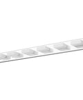 Side view of dimmable 6 light LED vanity fixture for modern bathroom over mirror, sleek stainless steel bath wall lighting, daylight 6000K.