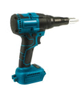 Brushless Cordless Electric Rivet Gun With Two Rechargeable Batteries For Metal Auto Repair And Leather Diy Projects That Handles Tough Jobs Without Breaking A Sweat, side view with battery.