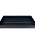 Close-up of a single black plastic tray from Five Pack Black Plastic Growing Trays Without Drain Holes, 21 By 11 By 2 Inches for plants.