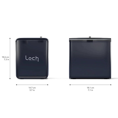 No Drama Portable Countertop Dishwasher dimensions 18.6x14.7x18.1 cm in sleek dark design for compact spaces.