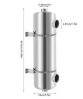 High Performance Pool Heat Exchanger 200kBtu Stainless Steel 304 with one and a half inch ports shown vertically.