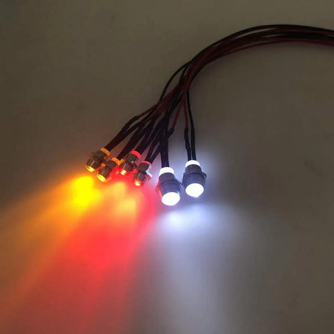 Dope 6 LED RC Car Light Kit with white headlights, red taillights, and yellow signal lights for Tamiya SCX10 D90 models