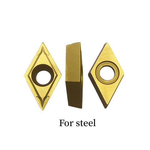 DCMT32.51 carbide turning inserts for steel, 3 pcs, multilayer coated with center hole