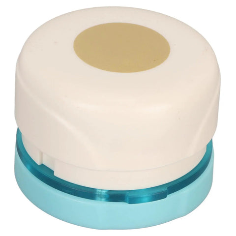 Turquoise magnetic craft hole punch, ideal for DIY projects with precise positioning guide and metal paper punch for round card edges.