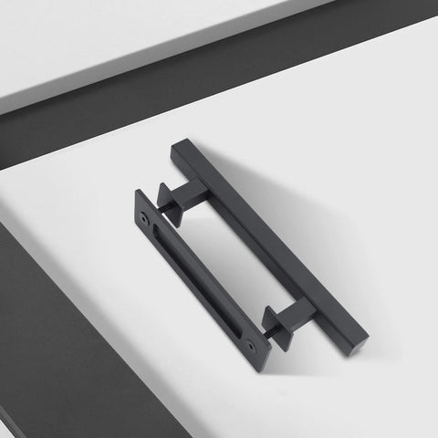 12 Inch Sliding Barn Door Handles And Pulls Hardware Rustic Double Sided Built Tough Heavy Duty Matte Black Powder Coated Finish Easy Install Square Style 2 Pack Set