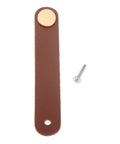 Leather Furniture Handle Pull With Screws For Cabinets And Doors Brown Leather Cabinet Knob Hardware, shown with screw