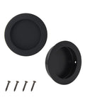 Recessed Pocket Door Pull Handles 2 And 3 Quarter Inch Round Finger Flush Pulls for Barn Doors Matte Black 304 Stainless Steel Heavy Duty Set of 2
