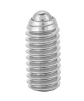 Tough As Nails Stainless Steel Spring Ball Plunger Screws 20 Piece Kit M3 X 8mm single plunger screw showing spiral grooves and metal ball.