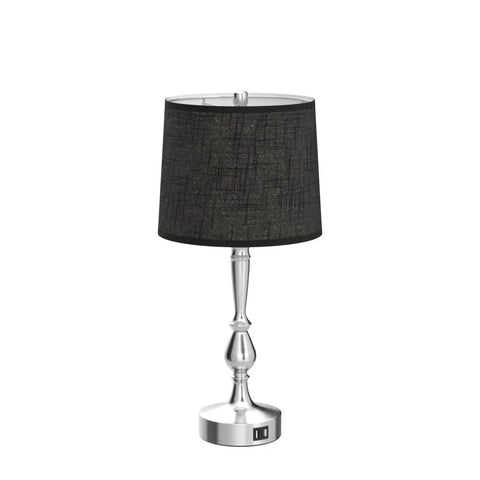 Must Have Modern Bedside Lamps Set Of 2 24.8 Inch Tall With Dual USB Ports 3 Way Touch Dimming Nightstand Lamps For Bedroom And Living Room Silver And Black Finish, showing single lamp