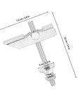 Heavy Duty Metal Toggle Bolt Kit 12 Pcs With M8x72mm And 100mm Drywall Anchors For Hollow Walls, bolt dimensions shown